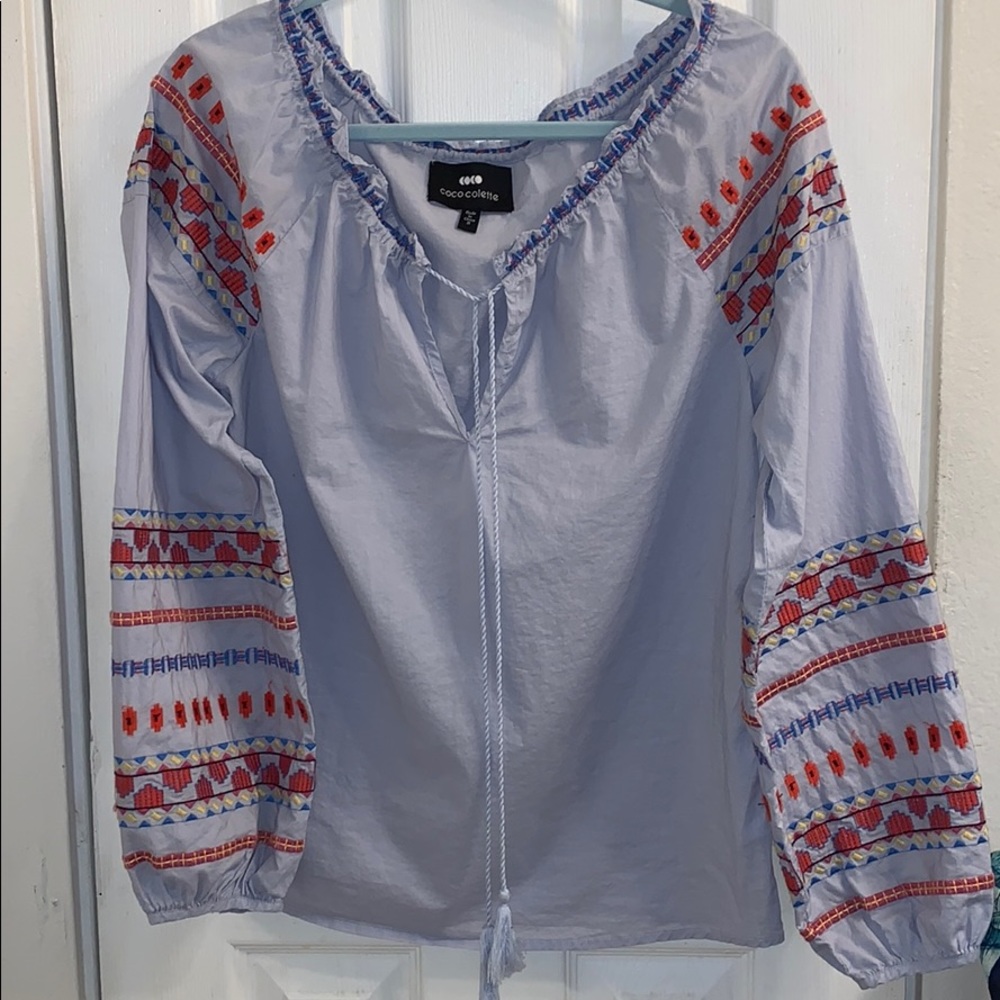 Coco Colette embroidered boho festival top M